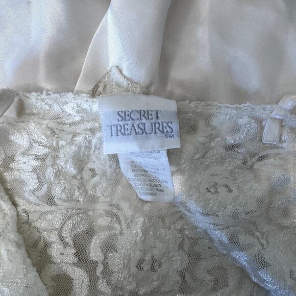 Vintage 90s Secret Treasures Lace Satin White Slip Dress Women's Size Large - Picture 7 of 7